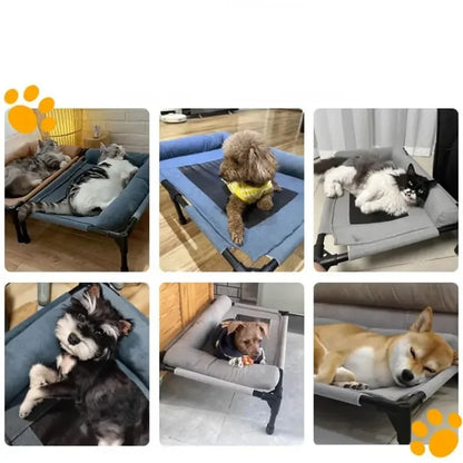 Pawinos™ Elevated Cooling Dog Bed with Pillow – Raised Washable Mesh Bed for Medium & Large Dogs