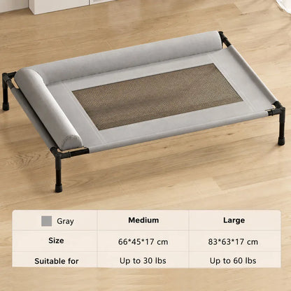 Pawinos™ Elevated Cooling Dog Bed with Pillow – Raised Washable Mesh Bed for Medium & Large Dogs