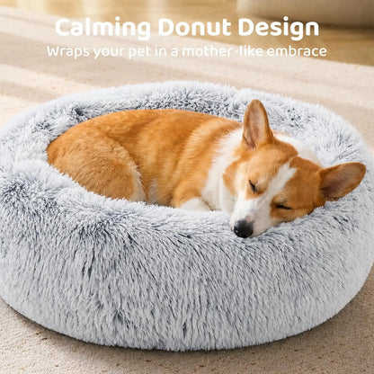 Pawinos™ Calming Donut Dog Bed – Washable Anti-Anxiety Bed for Small & Medium Dogs