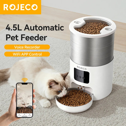 Pawinos™ Smart Automatic Pet Feeder – WiFi App-Controlled 4.5L Food Dispenser for Cats & Dogs