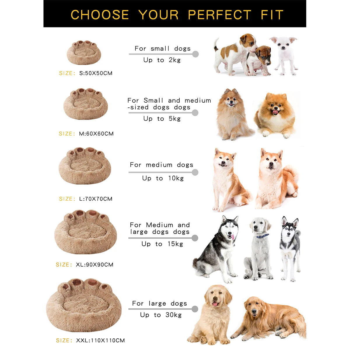 awinos™ Fluffy Plush Dog Bed – Cozy Washable Bed for Small, Medium & Large Dogs
