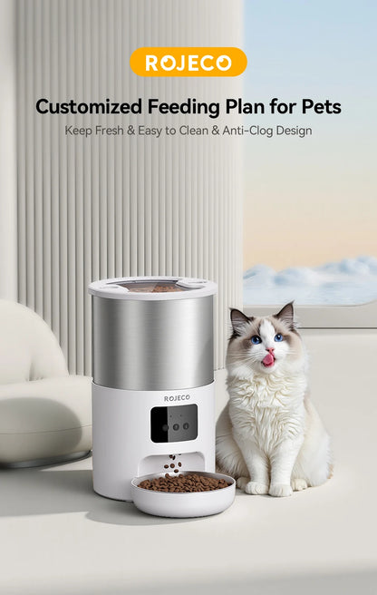 Pawinos™ Smart Automatic Pet Feeder – WiFi App-Controlled 4.5L Food Dispenser for Cats & Dogs