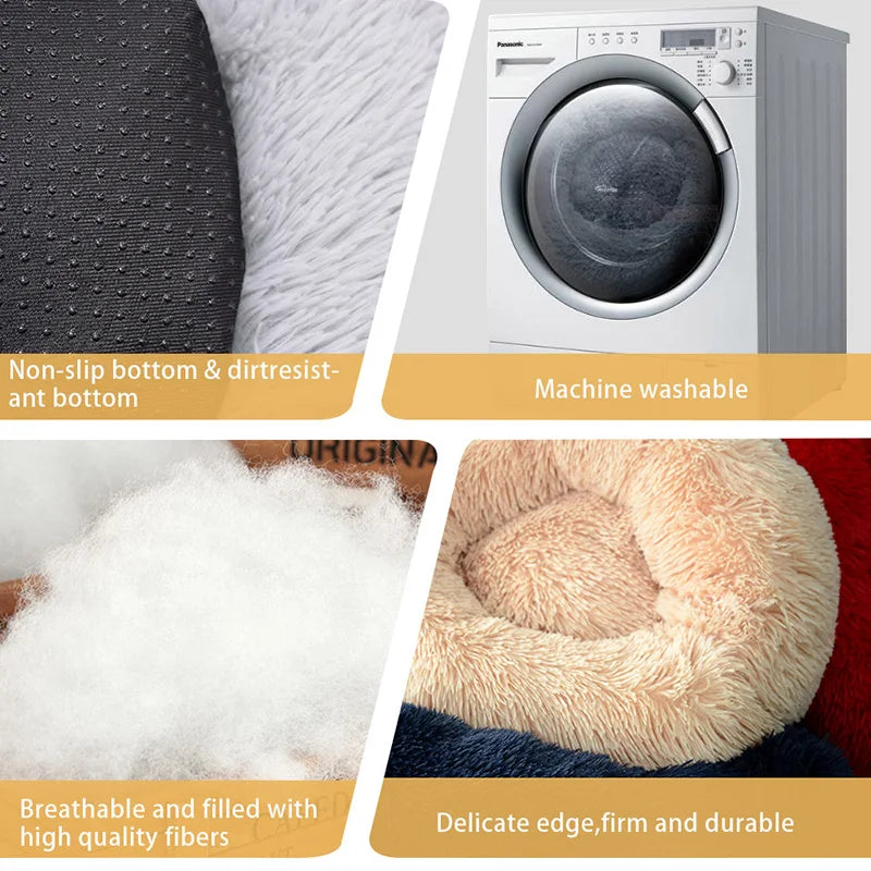 Pawinos™ Calming Donut Dog Bed – Plush Washable Bed for Small, Medium & Large Dogs