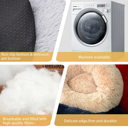 Pawinos™ Calming Donut Dog Bed – Plush Washable Bed for Small, Medium & Large Dogs