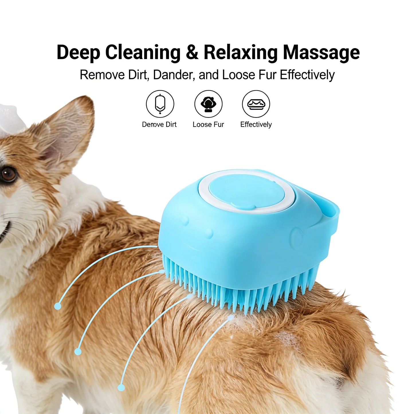 Pawinos™ 2-in-1 Pet Bath & Grooming Brush – Silicone Shampoo Massage Brush for Dogs & Cats