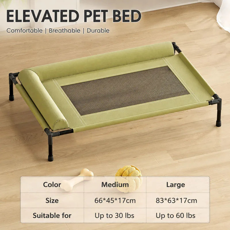 Pawinos™ Elevated Cooling Dog Bed with Pillow – Raised Washable Mesh Bed for Medium & Large Dogs