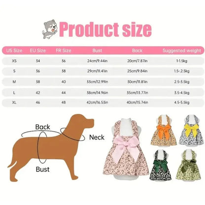 Pawinos™ Floral Dog Dress – Summer Sleeveless Dress for Small Dogs & Cats