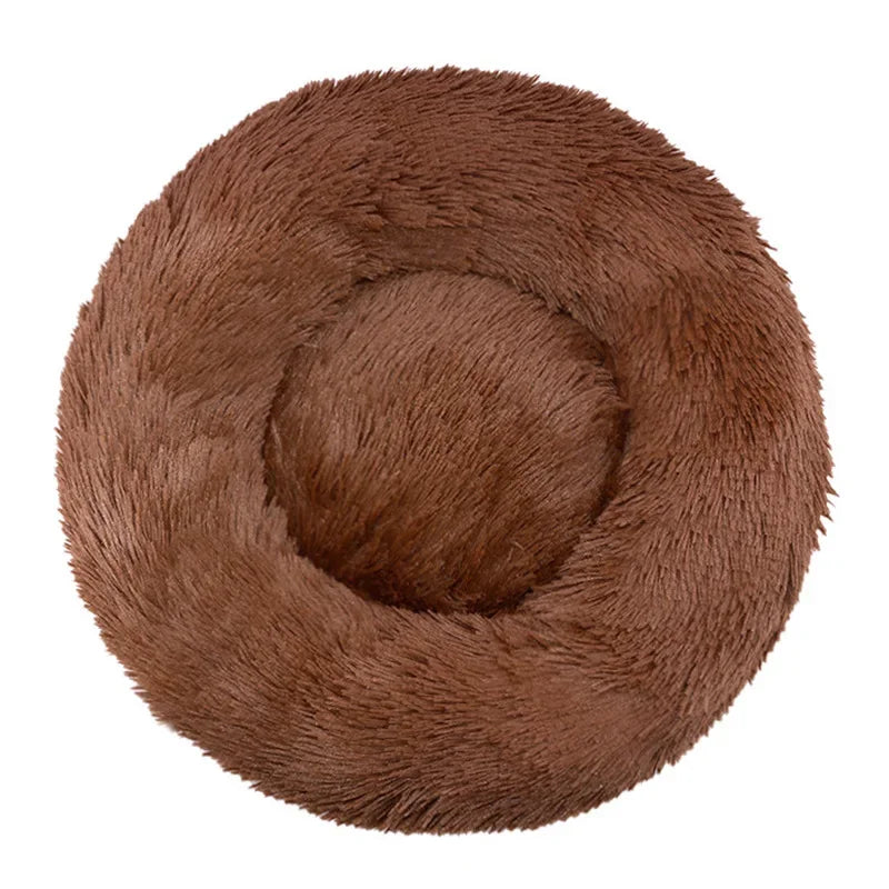 Pawinos™ Plush Round Dog Bed – Calming Washable Bed for Small, Medium & Large Dogs