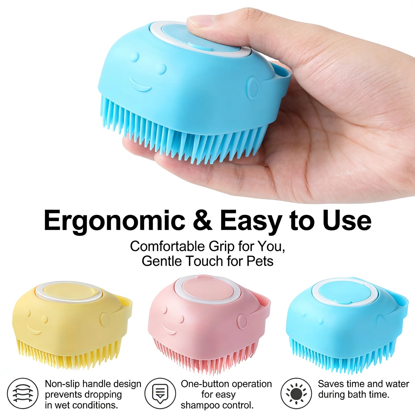 Pawinos™ 2-in-1 Pet Bath & Grooming Brush – Silicone Shampoo Massage Brush for Dogs & Cats