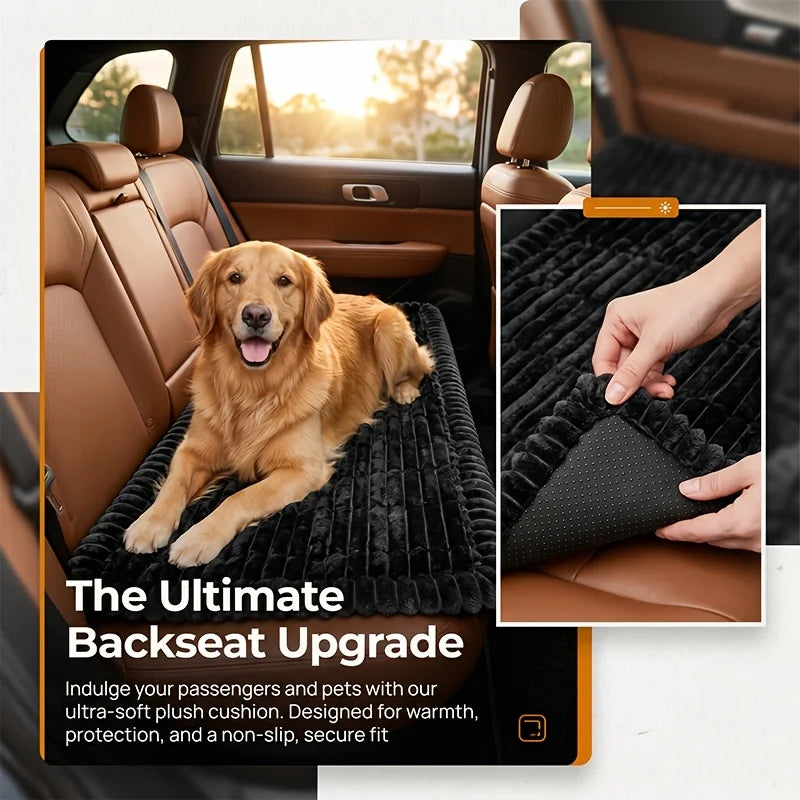 Pawinos™ Plush Dog Car Bed – Non-Slip Washable Travel Cushion for Dogs
