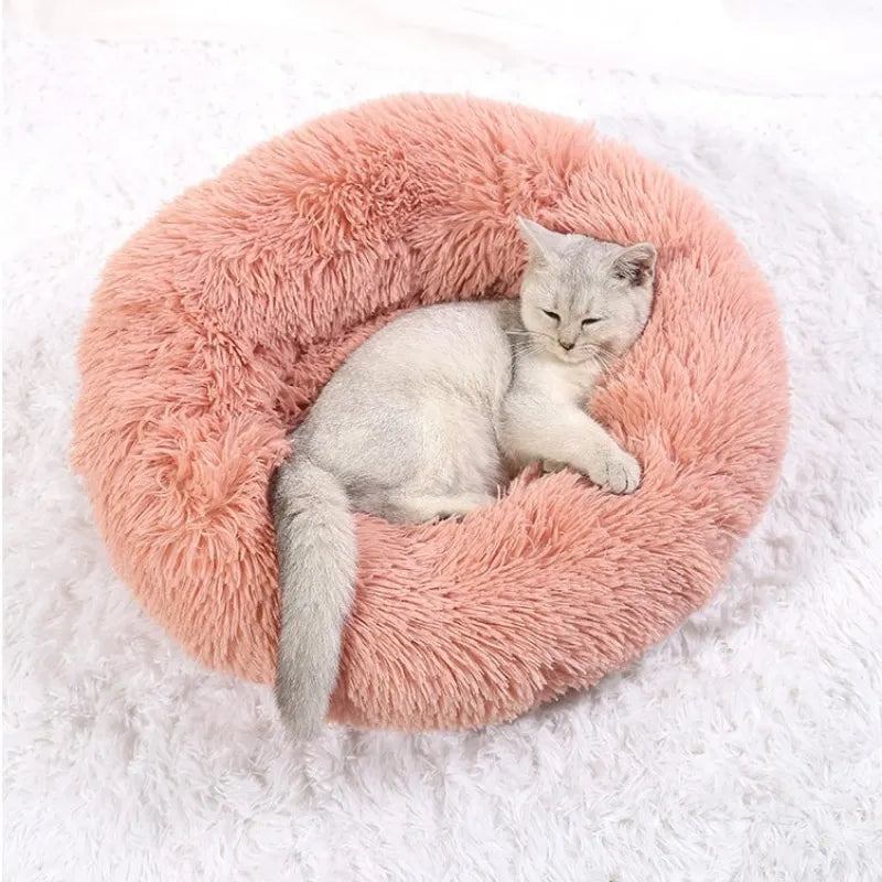 Pawinos™ Plush Round Dog Bed – Calming Washable Bed for Small, Medium & Large Dogs