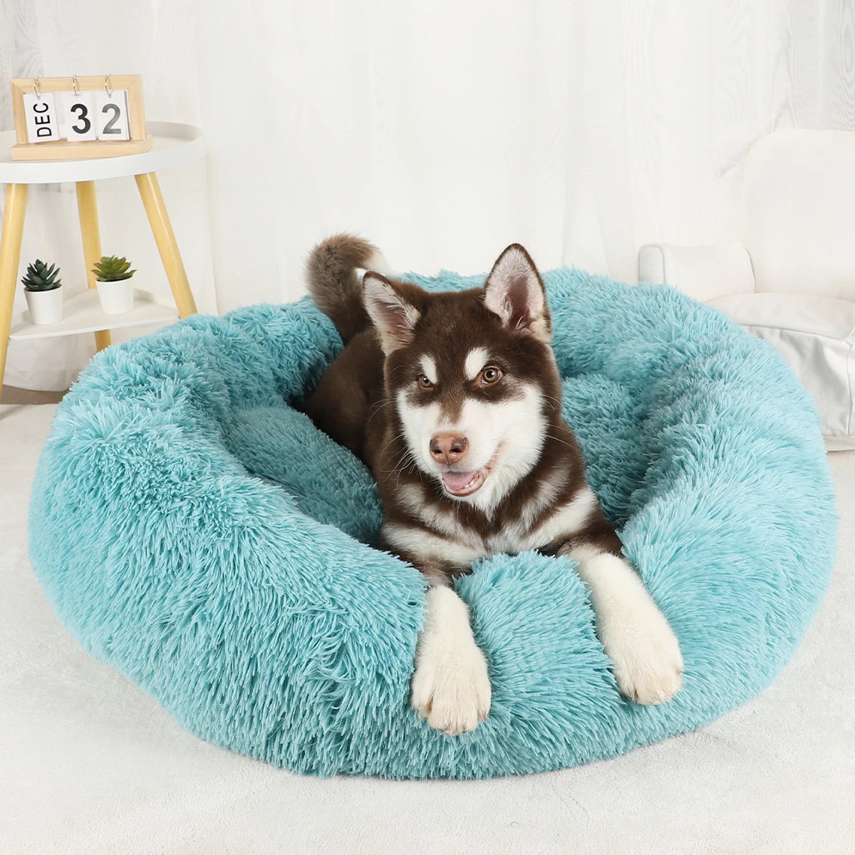 Pawinos™ Calming Donut Dog Bed – Plush Washable Bed for Small, Medium & Large Dogs