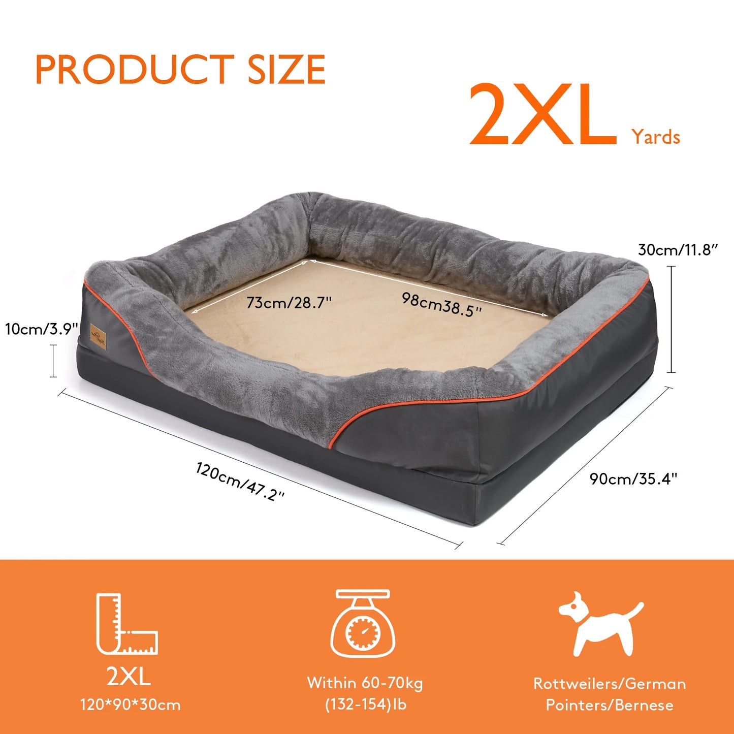 Pawinos™ Orthopedic Dog Bed – Memory Foam Pet Bed with Removable Washable Cover