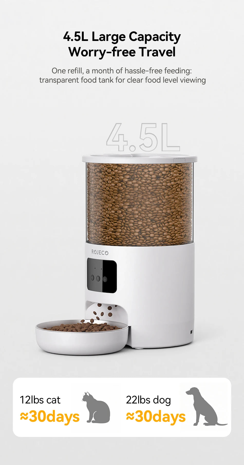 Pawinos™ Smart Automatic Pet Feeder – WiFi App-Controlled 4.5L Food Dispenser for Cats & Dogs
