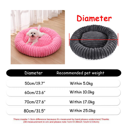 Pawinos™ Plush Round Dog Bed – Calming Washable Bed for Small, Medium & Large Dogs