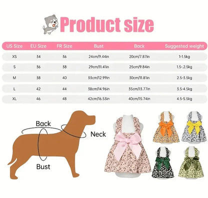 Pawinos™ Floral Dog Dress – Summer Sleeveless Dress for Small Dogs & Cats