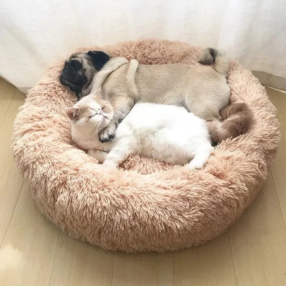 Pawinos™ Plush Round Dog Bed – Calming Washable Bed for Small, Medium & Large Dogs
