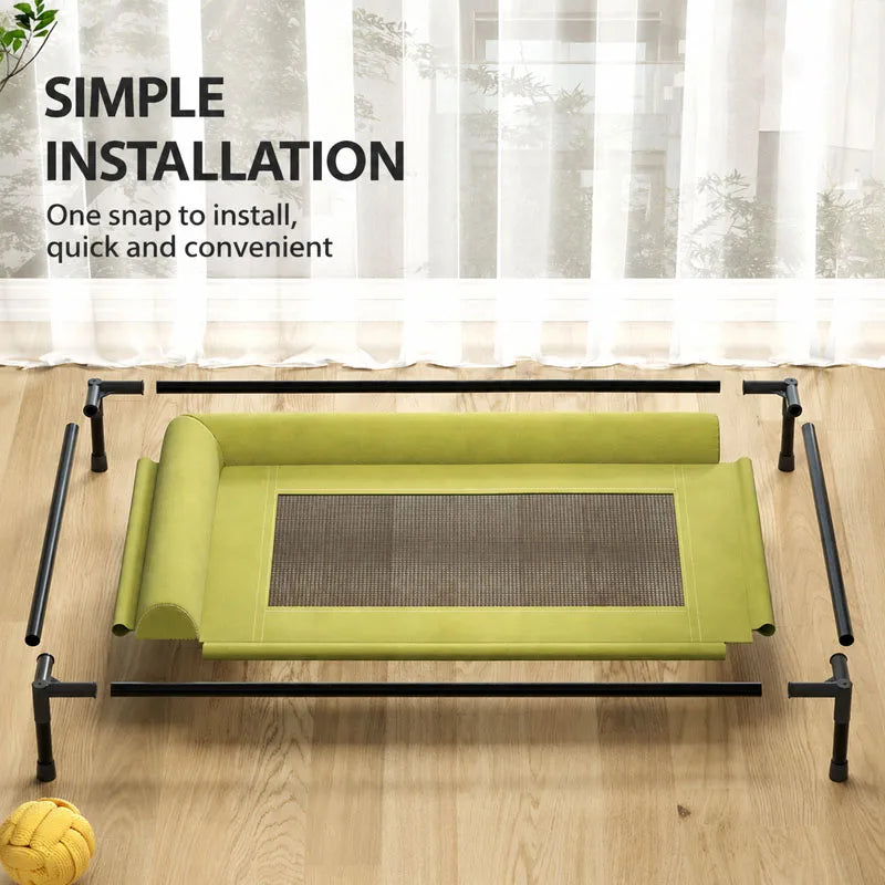 Pawinos™ Elevated Cooling Dog Bed with Pillow – Raised Washable Mesh Bed for Medium & Large Dogs