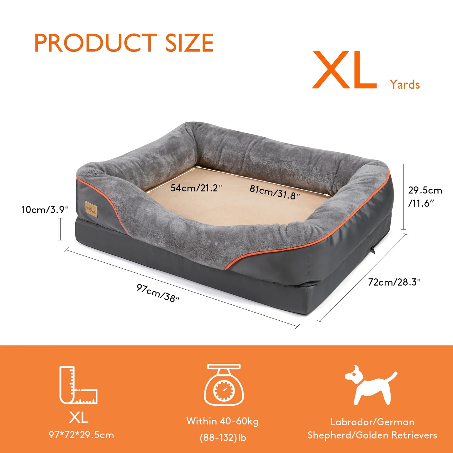 Pawinos™ Orthopedic Dog Bed – Memory Foam Pet Bed with Removable Washable Cover