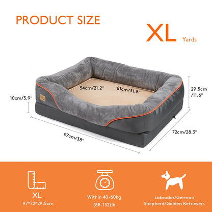 Pawinos™ Orthopedic Dog Bed – Memory Foam Pet Bed with Removable Washable Cover