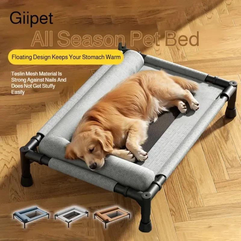 Pawinos™ Elevated Cooling Dog Bed with Pillow – Raised Washable Mesh Bed for Medium & Large Dogs