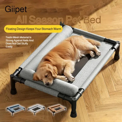 Pawinos™ Elevated Cooling Dog Bed with Pillow – Raised Washable Mesh Bed for Medium & Large Dogs