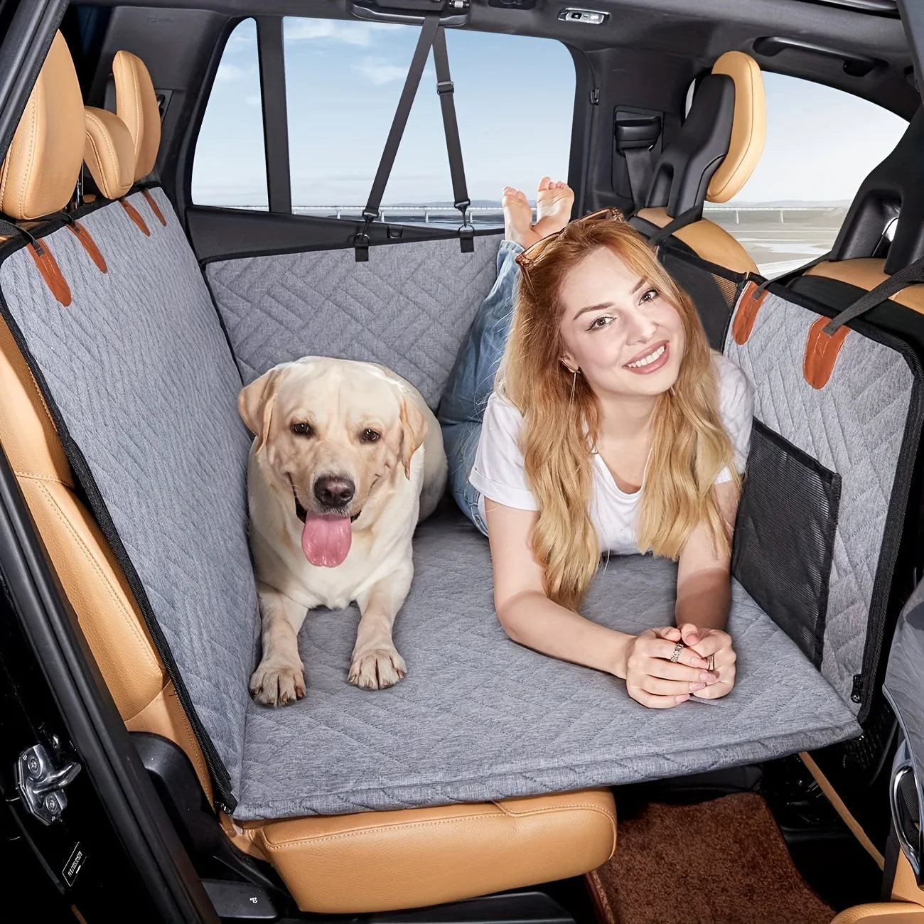 Pawinos™ Waterproof Dog Car Seat Cover – Scratch-Resistant Hammock for Cars & SUVs