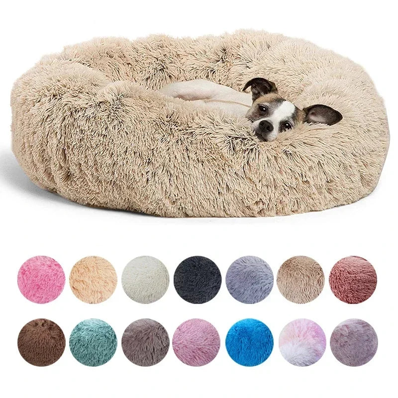 Pawinos™ Plush Round Dog Bed – Calming Washable Bed for Small, Medium & Large Dogs