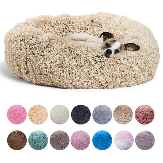 Pawinos™ Plush Round Dog Bed – Calming Washable Bed for Small, Medium & Large Dogs