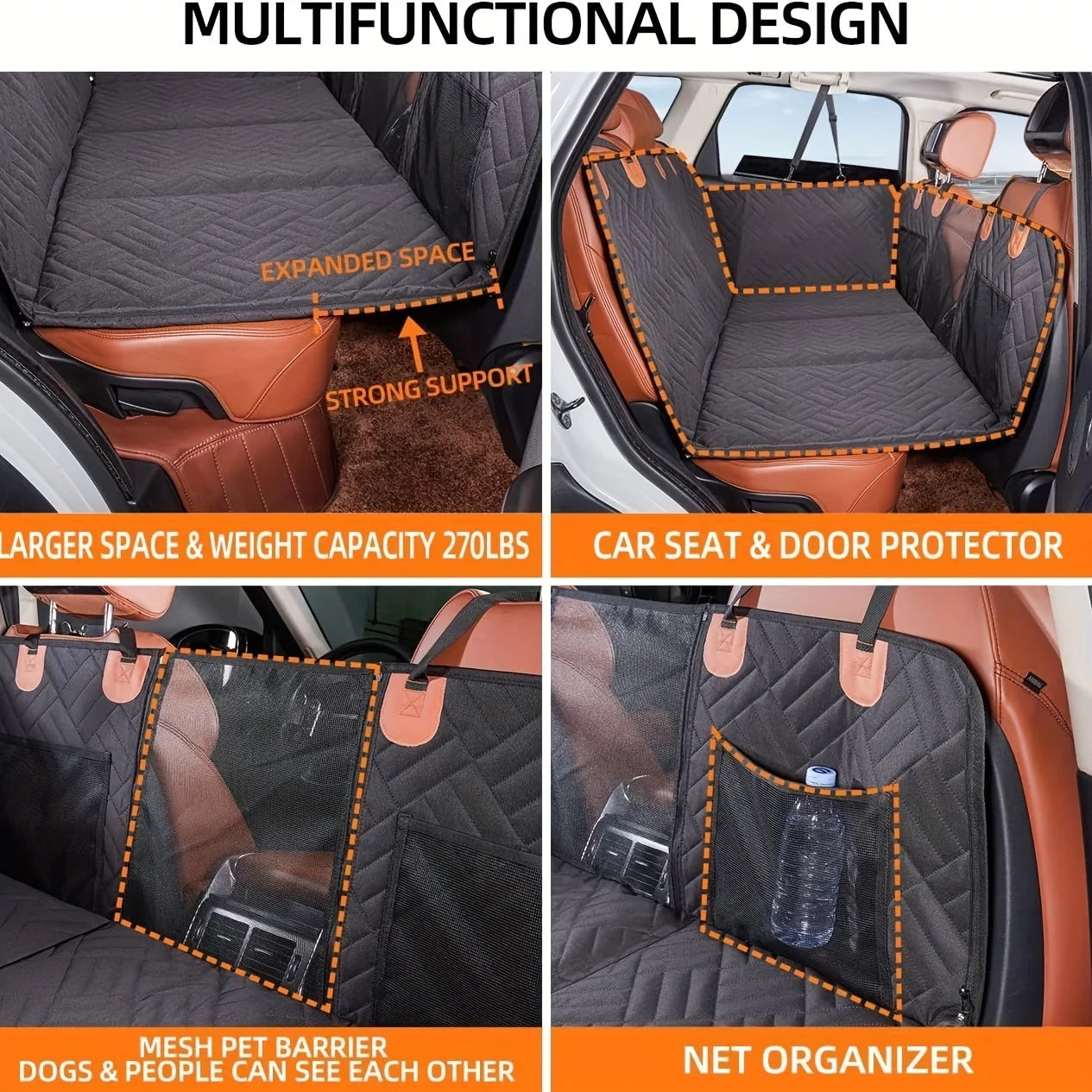 Pawinos™ Waterproof Dog Car Seat Cover – Scratch-Resistant Hammock for Cars & SUVs