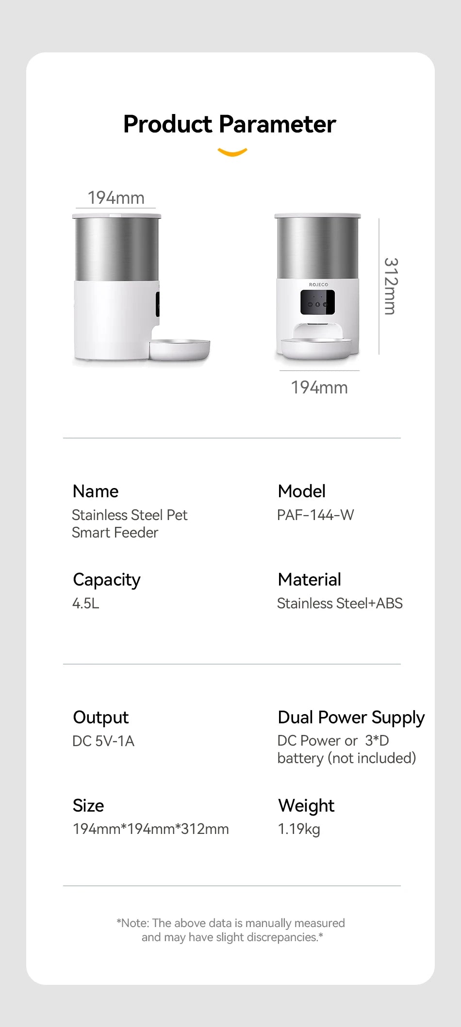 Pawinos™ Smart Automatic Pet Feeder – WiFi App-Controlled 4.5L Food Dispenser for Cats & Dogs