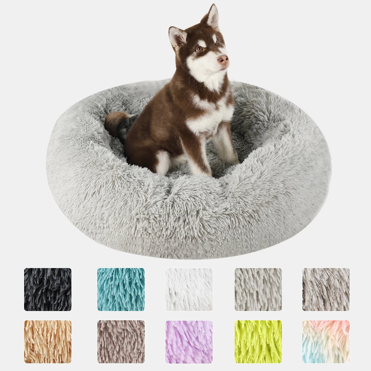 Pawinos™ Calming Donut Dog Bed – Plush Washable Bed for Small, Medium & Large Dogs