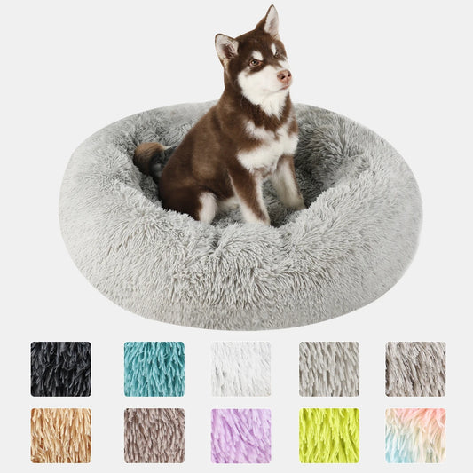 Pawinos™ Calming Donut Dog Bed – Plush Washable Bed for Small, Medium & Large Dogs