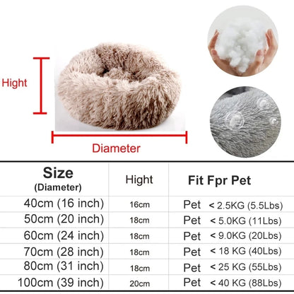 Pawinos™ Calming Donut Dog Bed – Plush Washable Bed for Small, Medium & Large Dogs