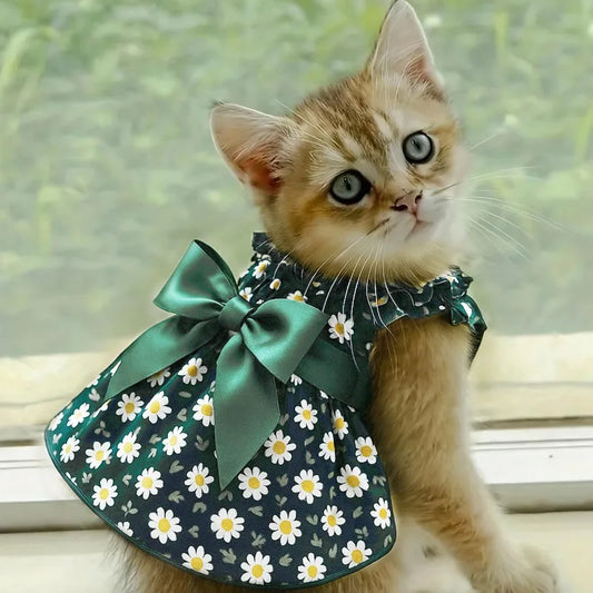 Pawinos™ Floral Dog Dress – Summer Sleeveless Dress for Small Dogs & Cats