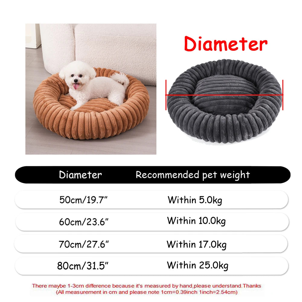 Pawinos™ Plush Round Dog Bed – Calming Washable Bed for Small, Medium & Large Dogs