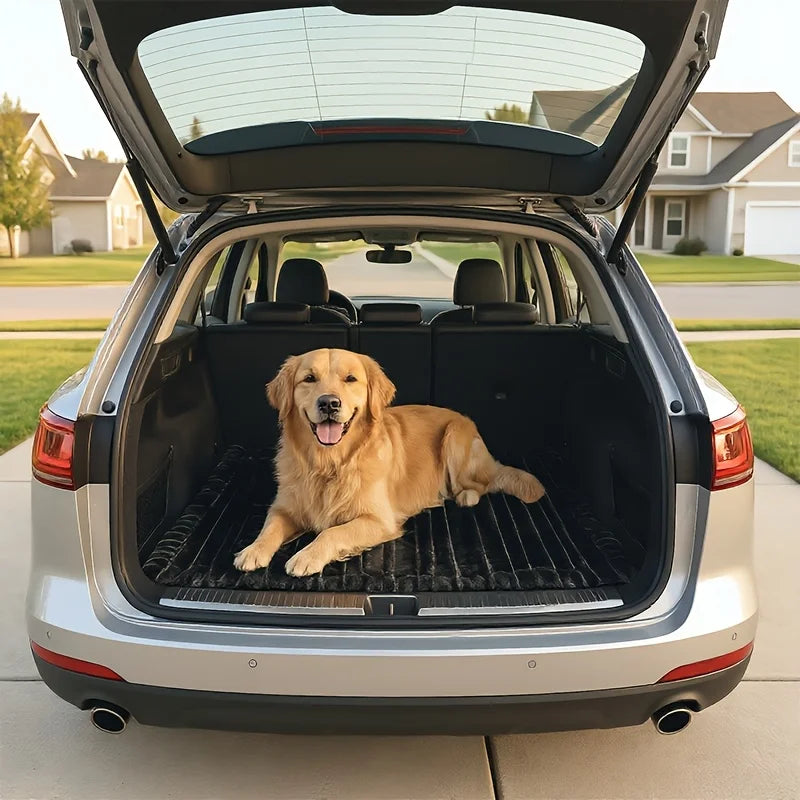 Pawinos™ Plush Dog Car Bed – Non-Slip Washable Travel Cushion for Dogs