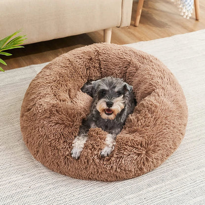 Pawinos™ Plush Round Dog Bed – Calming Washable Bed for Small, Medium & Large Dogs
