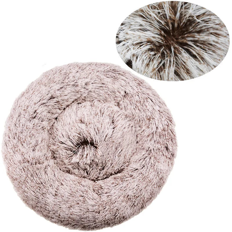 Pawinos™ Plush Round Dog Bed – Calming Washable Bed for Small, Medium & Large Dogs