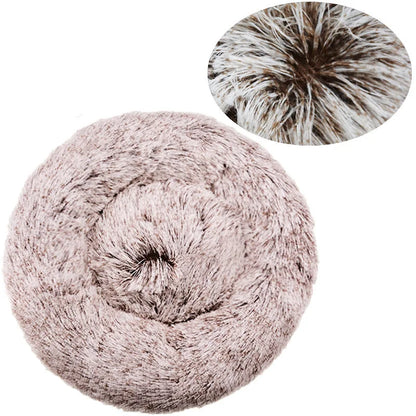 Pawinos™ Plush Round Dog Bed – Calming Washable Bed for Small, Medium & Large Dogs