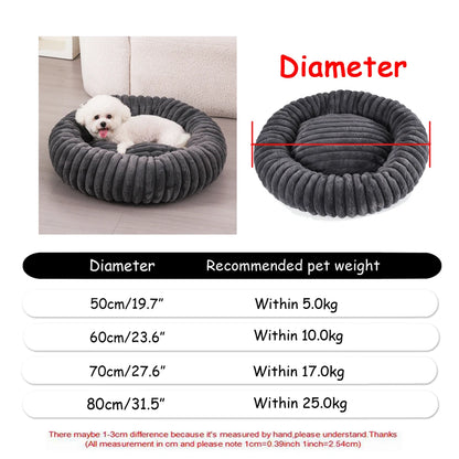 Pawinos™ Plush Round Dog Bed – Calming Washable Bed for Small, Medium & Large Dogs