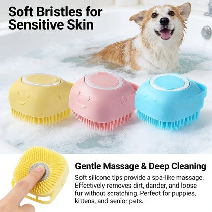 Pawinos™ 2-in-1 Pet Bath & Grooming Brush – Silicone Shampoo Massage Brush for Dogs & Cats