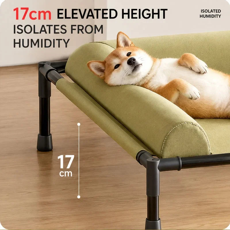 Pawinos™ Elevated Cooling Dog Bed with Pillow – Raised Washable Mesh Bed for Medium & Large Dogs