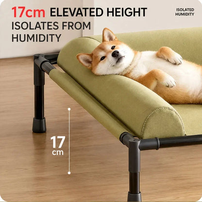 Pawinos™ Elevated Cooling Dog Bed with Pillow – Raised Washable Mesh Bed for Medium & Large Dogs