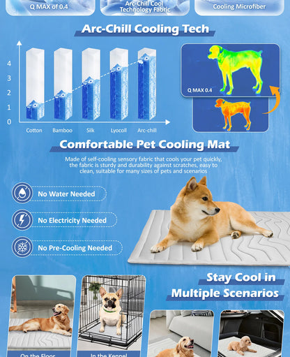 Pawinos™ Cooling Pet Mat for Dogs & Cats | Self-Cooling Summer Sleeping Pad