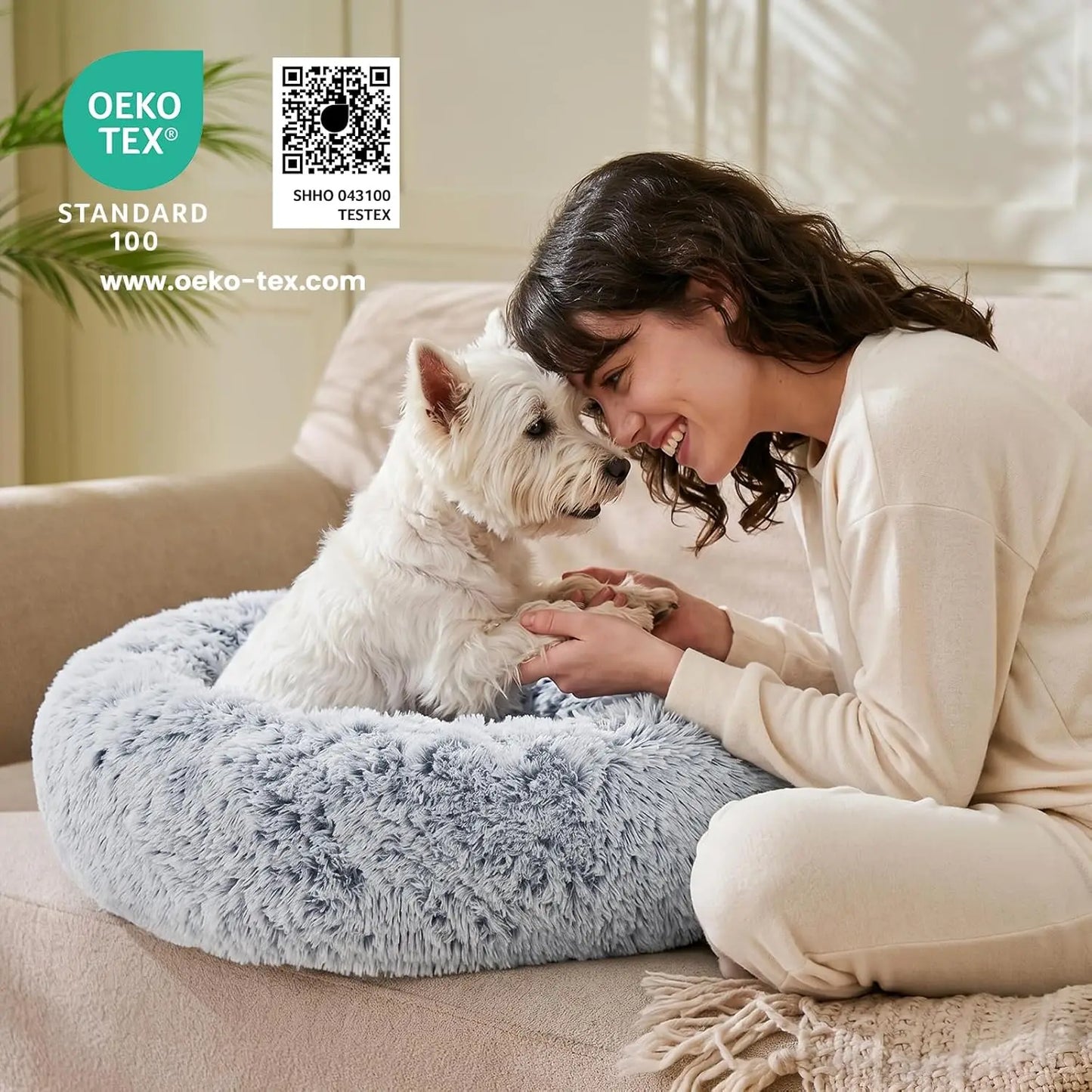 Pawinos™ Calming Donut Dog Bed – Washable Anti-Anxiety Bed for Small & Medium Dogs