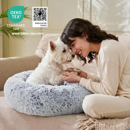 Pawinos™ Calming Donut Dog Bed – Washable Anti-Anxiety Bed for Small & Medium Dogs