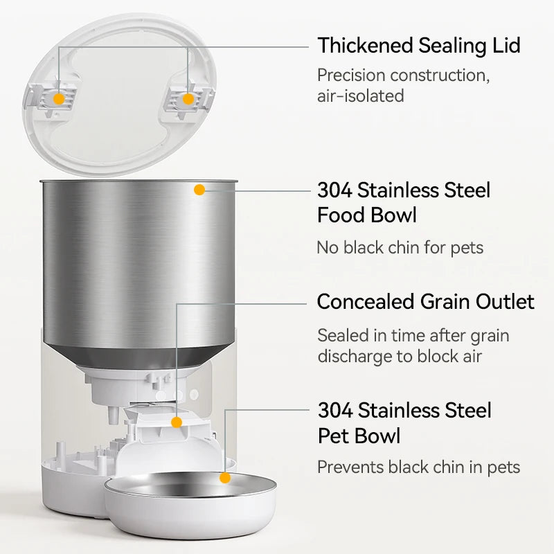 Pawinos™ Smart Automatic Pet Feeder – WiFi App-Controlled 4.5L Food Dispenser for Cats & Dogs