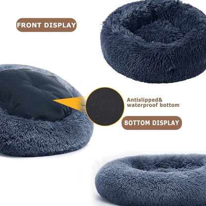 Pawinos™ Plush Round Dog Bed – Calming Washable Bed for Small, Medium & Large Dogs