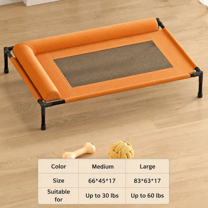 Pawinos™ Elevated Cooling Dog Bed with Pillow – Raised Washable Mesh Bed for Medium & Large Dogs